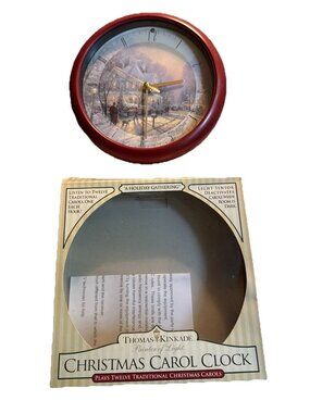 Thomas Kinkade Painter of Light Christmas Carol Clock A Holiday Gathering WORKS